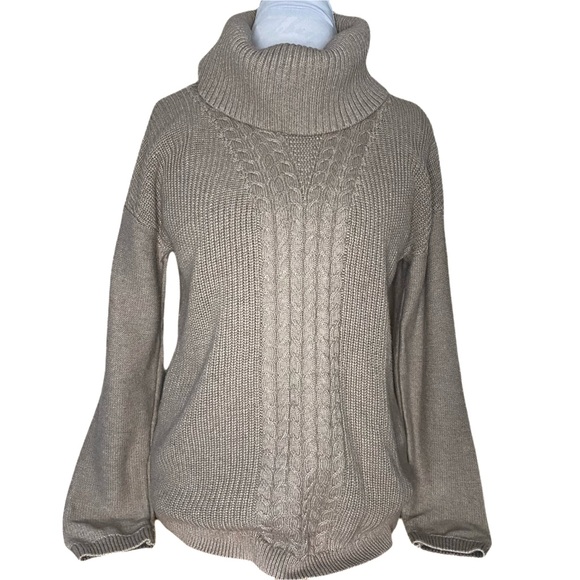 Banana Republic Sweaters - Banana Republic Med Taupe Cowl Cable Sweater